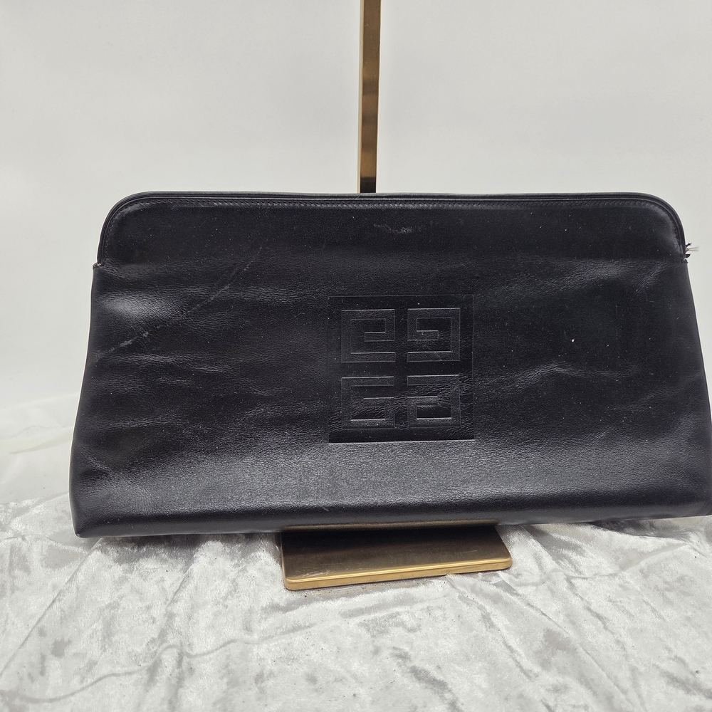 Givenchy Black Leather Anagram Clutch